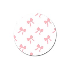 Pink Ribbons Pattern Magnet 3  (round) by Littlebird