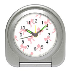 Pink Ribbons Pattern Travel Alarm Clock by Littlebird