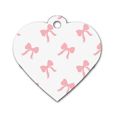 Pink Ribbons Pattern Dog Tag Heart (one Side) by Littlebird