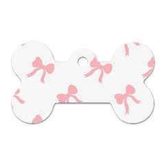 Pink Ribbons Pattern Dog Tag Bone (one Side) by Littlebird