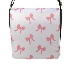 Pink Ribbons Pattern Flap Closure Messenger Bag (l) by Littlebird