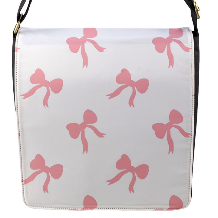 Pink Ribbons Pattern Flap Closure Messenger Bag (S)