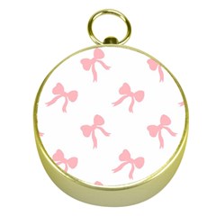 Pink Ribbons Pattern Gold Compasses by Littlebird