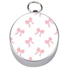 Pink Ribbons Pattern Silver Compasses by Littlebird