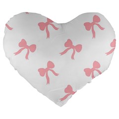 Pink Ribbons Pattern Large 19  Premium Flano Heart Shape Cushions by Littlebird