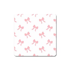 Pink Bow Pattern Square Magnet by Littlebird