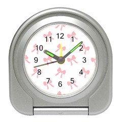 Pink Bow Pattern Travel Alarm Clock by Littlebird