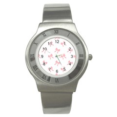 Pink Bow Pattern Stainless Steel Watch by Littlebird