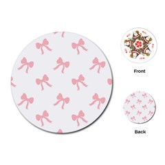 Pink Bow Pattern Playing Cards Single Design (round)