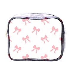 Pink Bow Pattern Mini Toiletries Bag (one Side) by Littlebird