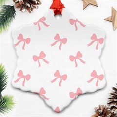 Pink Bow Pattern Ornament (snowflake) by Littlebird