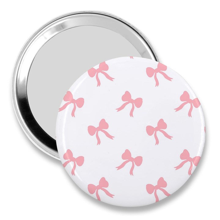 Pink bow pattern 3  Handbag Mirrors