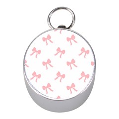 Pink Bow Pattern Mini Silver Compasses by Littlebird