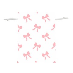 Pink Bow Pattern Lightweight Drawstring Pouch (l) by Littlebird