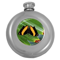 Butterfly  Round Hip Flask (5 Oz) by DimitriosArt