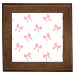 Pink Bow Pattern Framed Tile by Littlebird