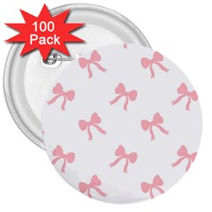 Pink Bow Pattern 3  Buttons (100 Pack)  by Littlebird