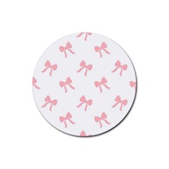 Pink Bow Pattern Rubber Round Coaster (4 Pack) by Littlebird