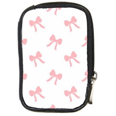 Pink Bow Pattern Compact Camera Leather Case by Littlebird