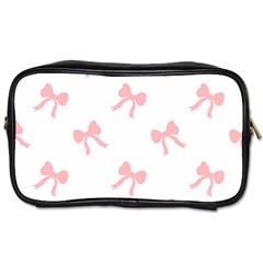 Pink Bow Pattern Toiletries Bag (one Side) by Littlebird