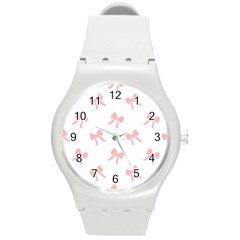 Pink Bow Pattern Round Plastic Sport Watch (m) by Littlebird