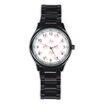 Pink bow pattern Stainless Steel Round Watch Front