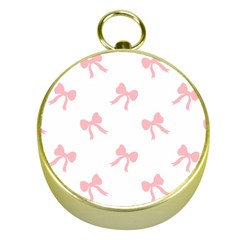 Pink Bow Pattern Gold Compasses by Littlebird