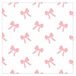 Pink bow pattern Large Satin Scarf (Square) Front