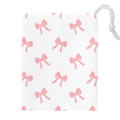 Pink Bow Pattern Drawstring Pouch (5xl) by Littlebird