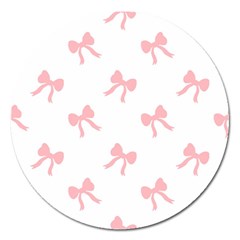 Pink Bow Pattern Magnet 5  (round) by Littlebird