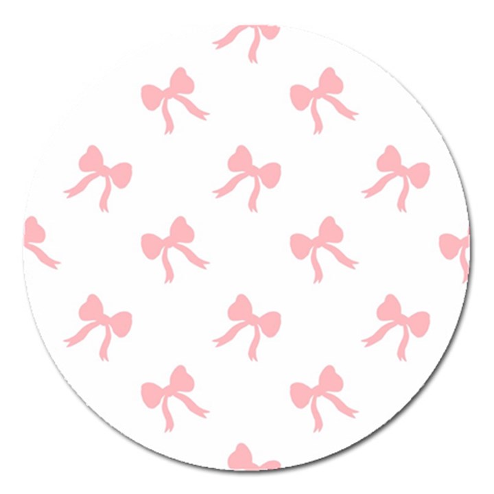 Pink bow pattern Magnet 5  (Round)