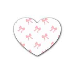 Pink Bow Pattern Rubber Heart Coaster (4 Pack) by Littlebird