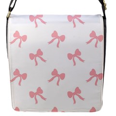 Pink Bow Pattern Flap Closure Messenger Bag (s) by Littlebird