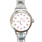 Pink bow pattern Round Italian Charm Watch Front