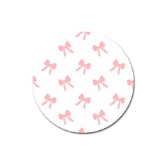 Pink Bow Pattern Magnet 3  (round) by Littlebird