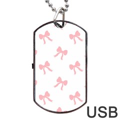 Pink Bow Pattern Dog Tag Usb Flash (two Sides) by Littlebird