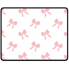 Pink Bow Pattern Double Sided Fleece Blanket (medium)  by Littlebird