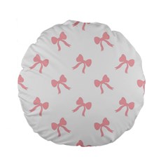 Pink Bow Pattern Standard 15  Premium Flano Round Cushions by Littlebird