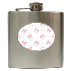 Pink Bow Cute Pattern Hip Flask (6 Oz) by Littlebird