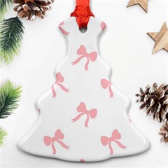 Pink Bow Cute Pattern Christmas Tree Ornament (two Sides)