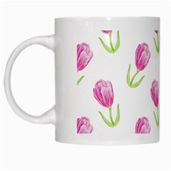 Tulips Watercolor Pattern White Mugs by Littlebird