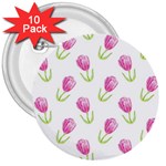 Tulips watercolor Pattern 3  Buttons (10 pack)  Front