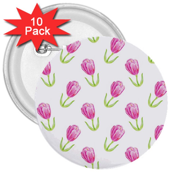 Tulips watercolor Pattern 3  Buttons (10 pack) 