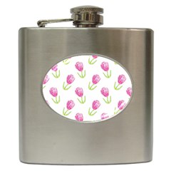 Tulips Watercolor Pattern Hip Flask (6 Oz) by Littlebird