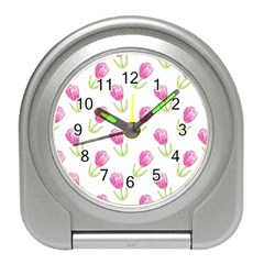 Tulips Watercolor Pattern Travel Alarm Clock by Littlebird