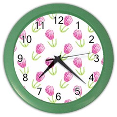 Tulips Watercolor Pattern Color Wall Clock by Littlebird