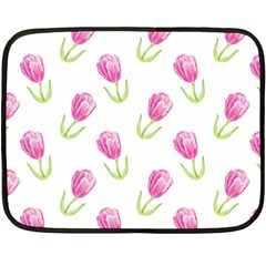 Tulips Watercolor Pattern Double Sided Fleece Blanket (mini)  by Littlebird