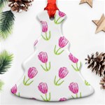 Tulips watercolor Pattern Christmas Tree Ornament (Two Sides) Back