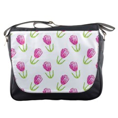 Tulips Watercolor Pattern Messenger Bag by Littlebird