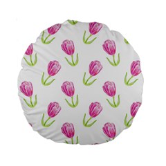 Tulips Watercolor Pattern Standard 15  Premium Round Cushions by Littlebird